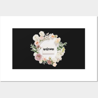 Floral Wreath with Welcome Canvas Posters and Art